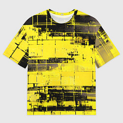 Футболка оверсайз мужская Чёрно-жёлтый техно-паттерн, цвет: 3D-принт