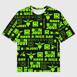 Футболка оверсайз мужская Bon Jovi кислотный паттерн, цвет: 3D-принт