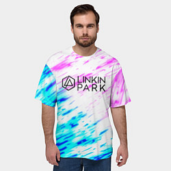 Футболка оверсайз мужская Linkin park rock краски, цвет: 3D-принт — фото 2