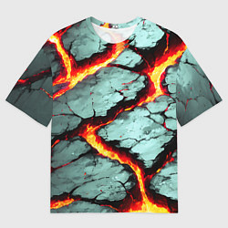 Футболка оверсайз мужская Треснувший камень жёлтый, цвет: 3D-принт