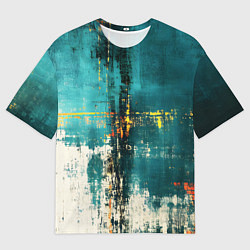 Мужская футболка оверсайз Ржавчина сине-белая