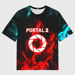 Футболка оверсайз мужская Portal flame steel game, цвет: 3D-принт