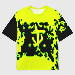 Мужская футболка оверсайз Doom кислотное лого краски
