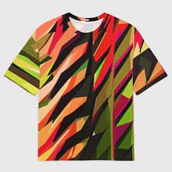 Мужская футболка оверсайз Красно-чёрная абстракция