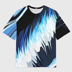 Футболка оверсайз мужская Бело-синие острые полосы, цвет: 3D-принт