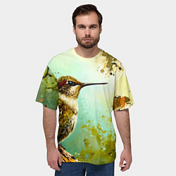 Футболка оверсайз мужская Колибри птичка, цвет: 3D-принт — фото 2