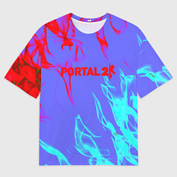 Футболка оверсайз мужская Portal 2 neon flame steel, цвет: 3D-принт