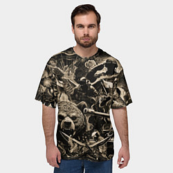 Футболка оверсайз мужская Медведь на фоне десантников танков и самолетов, цвет: 3D-принт — фото 2