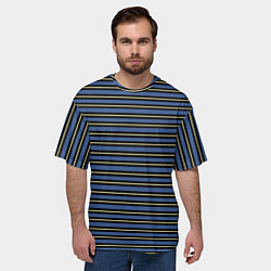 Футболка оверсайз мужская Тёмно-синий с бежевой полосой, цвет: 3D-принт — фото 2