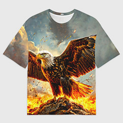 Футболка оверсайз мужская Белоголовый орлан в огне, цвет: 3D-принт