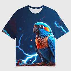 Футболка оверсайз мужская Попугай и молния, цвет: 3D-принт