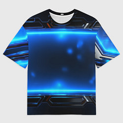 Мужская футболка оверсайз Синяя неоновая атмосфера
