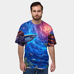 Футболка оверсайз мужская Космические акулы, цвет: 3D-принт — фото 2