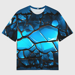 Мужская футболка оверсайз Синяя текстура объемных плит