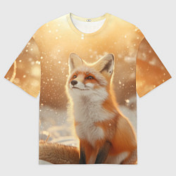 Футболка оверсайз мужская Лисица в снежном лесу, цвет: 3D-принт