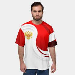 Футболка оверсайз мужская Россия - красный и белый, цвет: 3D-принт — фото 2