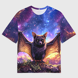 Футболка оверсайз мужская Летучая мышь в космосе, цвет: 3D-принт