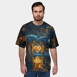 Футболка оверсайз мужская Влюбленные слоны, цвет: 3D-принт — фото 2