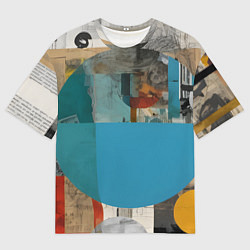 Мужская футболка оверсайз Абстрактный ретро коллаж