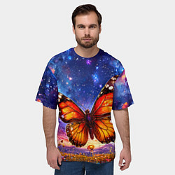 Футболка оверсайз мужская Бабочка в космосе, цвет: 3D-принт — фото 2