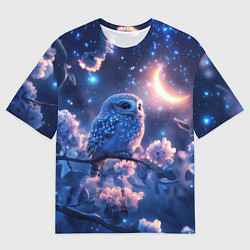 Футболка оверсайз мужская Сова под луной, цвет: 3D-принт