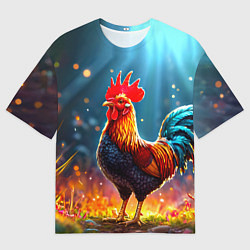 Футболка оверсайз мужская Блестящий петух, цвет: 3D-принт