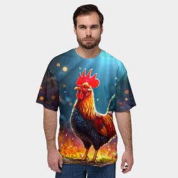 Футболка оверсайз мужская Блестящий петух, цвет: 3D-принт — фото 2