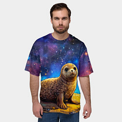 Футболка оверсайз мужская Тюлень в космосе, цвет: 3D-принт — фото 2