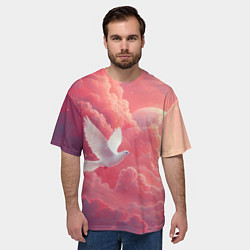Футболка оверсайз мужская Белый голубь в небесах, цвет: 3D-принт — фото 2