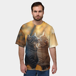 Футболка оверсайз мужская Кот и кошка целуются, цвет: 3D-принт — фото 2