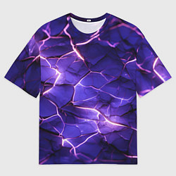 Мужская футболка оверсайз Фиолетовая разбитая текстура