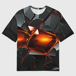 Мужская футболка оверсайз Красные стекла и черные камни - текстура