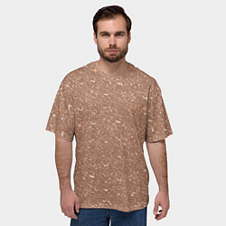 Футболка оверсайз мужская Пастельный коричневый текстура, цвет: 3D-принт — фото 2