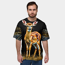 Футболка оверсайз мужская Олень в ночи, цвет: 3D-принт — фото 2