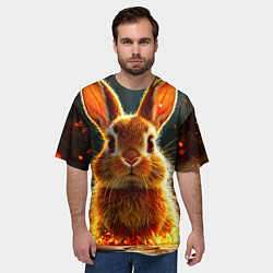 Футболка оверсайз мужская Зайчик в огне, цвет: 3D-принт — фото 2