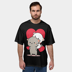 Футболка оверсайз мужская Любовь милых котиков, цвет: 3D-принт — фото 2