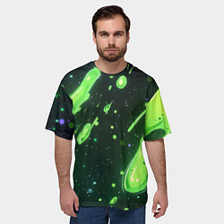 Футболка оверсайз мужская Зеленые кислотные брызги, цвет: 3D-принт — фото 2