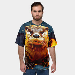 Футболка оверсайз мужская Выдра в огне, цвет: 3D-принт — фото 2