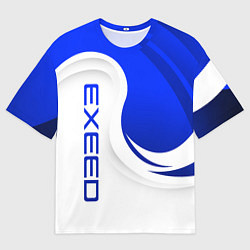 Футболка оверсайз мужская Exeed - синий и белый, цвет: 3D-принт