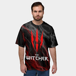 Футболка оверсайз мужская The witcher - геральт- молнии, цвет: 3D-принт — фото 2