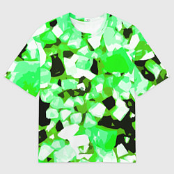 Мужская футболка оверсайз Green and white abstraction on a black background
