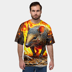Футболка оверсайз мужская Броненосец в огне, цвет: 3D-принт — фото 2