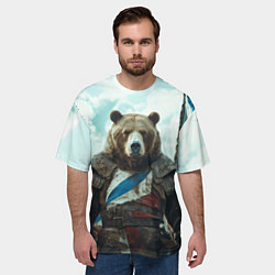 Футболка оверсайз мужская Медведь русский воин, цвет: 3D-принт — фото 2