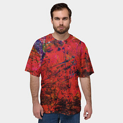 Футболка оверсайз мужская Абстракция - dark red grunge, цвет: 3D-принт — фото 2