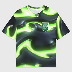 Мужская футболка оверсайз Зеленый неоновый камуфляж