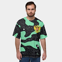 Футболка оверсайз мужская Текстурный черно-зеленый камуфляж, цвет: 3D-принт — фото 2