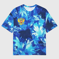 Мужская футболка оверсайз Синий узорный камуфляж