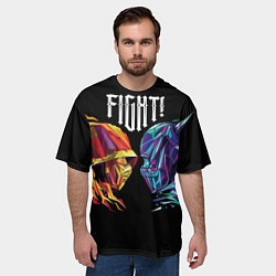 Футболка оверсайз мужская Саб-Зиро и Скорпион - Mortal Kombat, цвет: 3D-принт — фото 2