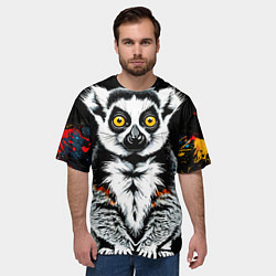 Футболка оверсайз мужская Лемур на черном, цвет: 3D-принт — фото 2