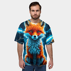 Футболка оверсайз мужская Лиса и молния, цвет: 3D-принт — фото 2
